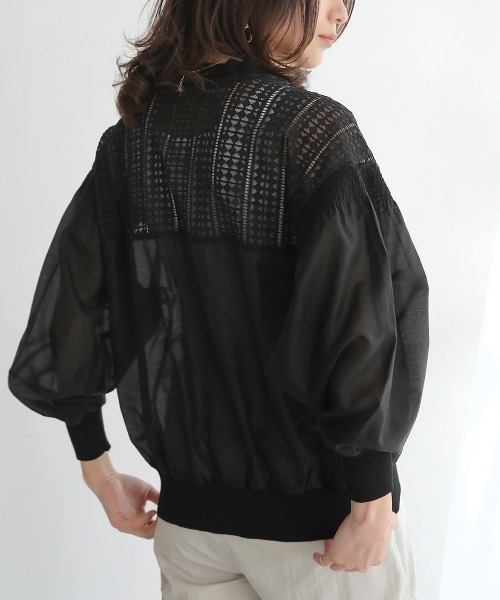 Bou Jeloud（ブージュルード）の「シアーニットコンビカーディガン（カーディガン/ボレロ・レディース・オフホワイト/ブラック・FREE）」の10枚目の写真