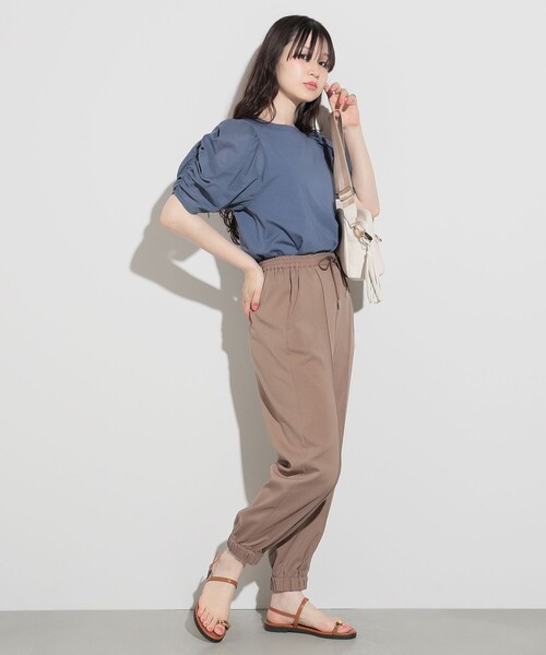 BEAMS HEART（ビームスハート）の「BEAMS HEART / 袖異素材 ギャザープルオーバー（Tシャツ/カットソー・レディース・ブルー系その他4/ブラック/オフホワイト・FREE）」の8枚目の写真