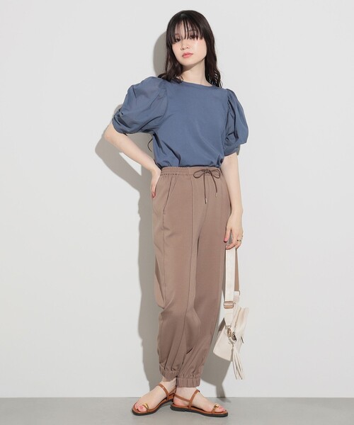 BEAMS HEART（ビームスハート）の「BEAMS HEART / 袖異素材 ギャザープルオーバー（Tシャツ/カットソー・レディース・ブルー系その他4/ブラック/オフホワイト・FREE）」の9枚目の写真