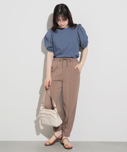 BEAMS HEART（ビームスハート）の「BEAMS HEART / 袖異素材 ギャザープルオーバー（Tシャツ/カットソー・レディース・ブルー系その他4/ブラック/オフホワイト・FREE）」の10枚目の写真