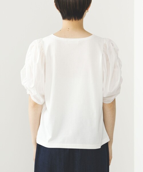BEAMS HEART（ビームスハート）の「BEAMS HEART / 袖異素材 ギャザープルオーバー（Tシャツ/カットソー・レディース・ブルー系その他4/ブラック/オフホワイト・FREE）」の19枚目の写真