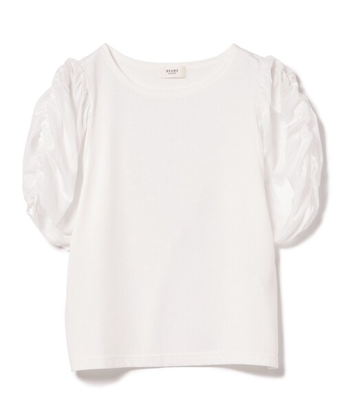 BEAMS HEART（ビームスハート）の「BEAMS HEART / 袖異素材 ギャザープルオーバー（Tシャツ/カットソー・レディース・ブルー系その他4/ブラック/オフホワイト・FREE）」の22枚目の写真