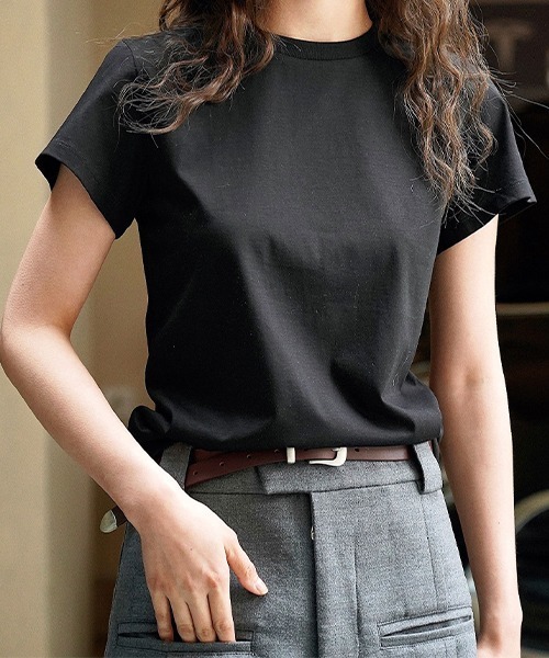 chuclla(チュクラ)の「コンパクト シルクタッチ クルーネックT chw23s080(Tシャツ/カットソー・レディース・ホワイト/ピンク/ブラック・M/S)」の15枚目の写真