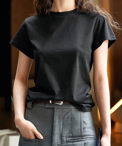 chuclla(チュクラ)の「コンパクト シルクタッチ クルーネックT chw23s080(Tシャツ/カットソー・レディース・ホワイト/ピンク/ブラック・M/S)」の20枚目の写真