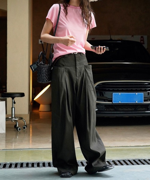 chuclla(チュクラ)の「コンパクト シルクタッチ クルーネックT chw23s080(Tシャツ/カットソー・レディース・ホワイト/ピンク/ブラック・M/S)」の22枚目の写真