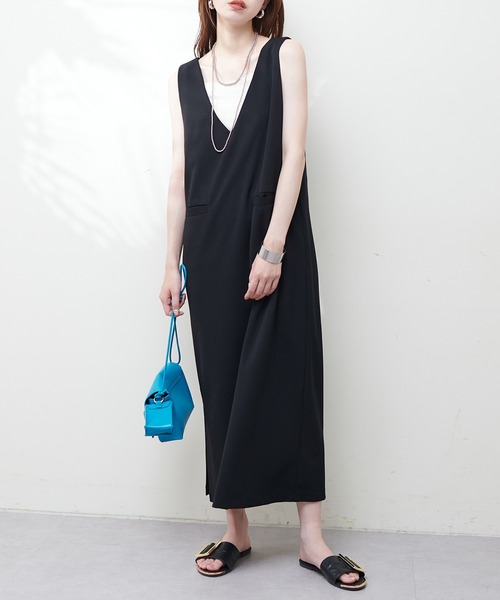 natural couture(ナチュラルクチュール)の「カットジョーゼット2wayジップジャンスカ(ジャンパースカート・レディース・ブラック/グレイッシュベージュ/カーキ・MEDIUM/LARGE)」の19枚目の写真