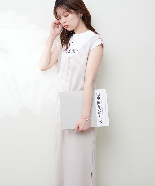 natural couture(ナチュラルクチュール)の「カットジョーゼット2wayジップジャンスカ(ジャンパースカート・レディース・ブラック/グレイッシュベージュ/カーキ・MEDIUM/LARGE)」の9枚目の写真