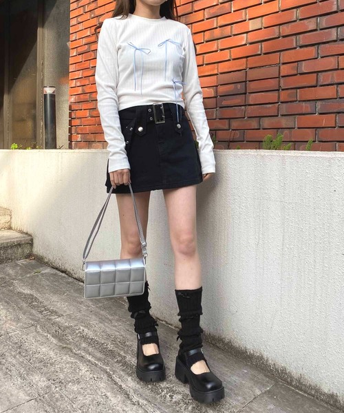 NANEA(ナネア)の「ビッグベルト・インパン付きミニスカート(スカート・レディース・ブラック/ブルー/ネイビー/チャコールグレー/ホワイト/ブラウン/ピンク/カモフラージュ・SMALL/MEDIUM/LARGE/X-LARGE)」の21枚目の写真