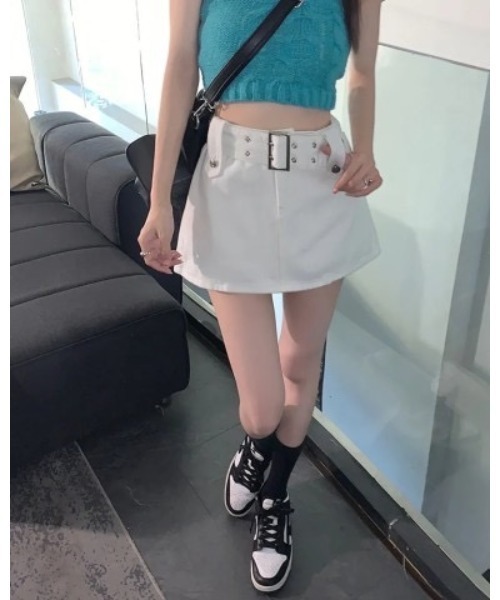 セール】ビッグベルト・インパン付きミニスカート（スカート）｜NANEA