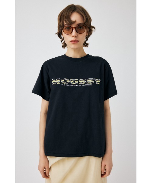 MOUSSY（マウジー）の「WAVE PATTERN MOUSSY Tシャツ（Tシャツ/カットソー・レディース・ライトブラック/オレンジ/オフホワイト/ライトパープル・FREE）」の5枚目の写真