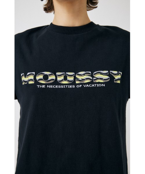 MOUSSY（マウジー）の「WAVE PATTERN MOUSSY Tシャツ（Tシャツ/カットソー・レディース・ライトブラック/オレンジ/オフホワイト/ライトパープル・FREE）」の9枚目の写真