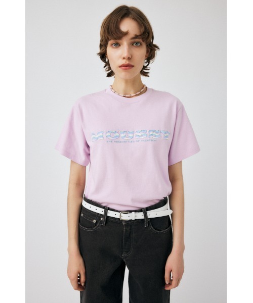 MOUSSY（マウジー）の「WAVE PATTERN MOUSSY Tシャツ（Tシャツ/カットソー・レディース・ライトブラック/オレンジ/オフホワイト/ライトパープル・FREE）」の11枚目の写真