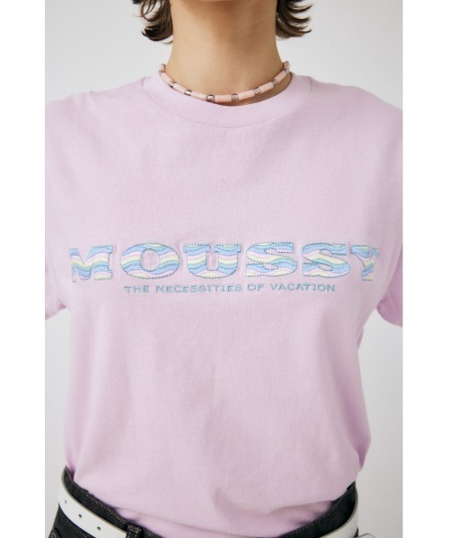 MOUSSY（マウジー）の「WAVE PATTERN MOUSSY Tシャツ（Tシャツ/カットソー・レディース・ライトブラック/オレンジ/オフホワイト/ライトパープル・FREE）」の15枚目の写真