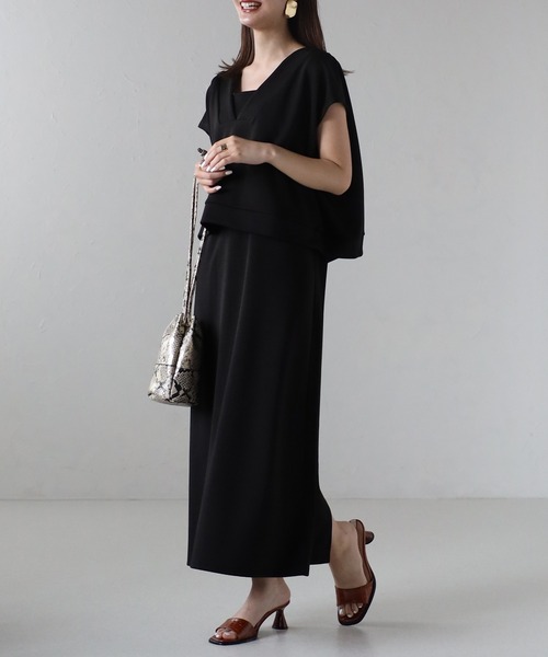 sakishimatokyo(サキシマトーキョー)の「ポンチカフタンワンピースSET(ワンピース・レディース・ブラック/チャコールグレー・FREE)」の3枚目の写真