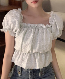 レディース 2WAY花柄オフショルフリルブラウス