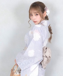 Retica（レティカ）の「浴衣セット レディース レトロ モノトーン 菊 ブラック グレー ゆかた2点セット 浴衣 兵児帯 かわいい（浴衣）」