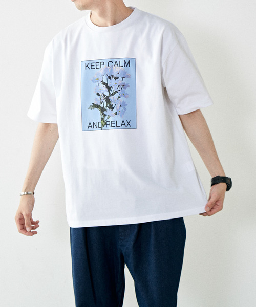 MASTER FRAME（マスターフレーム ）の「【MASTER FRAME】フラワー プリントクルーネックTシャツ（Tシャツ/カットソー・メンズ・ホワイト/ミント/ライラック/ブラック・4/3/2）」の2枚目の写真