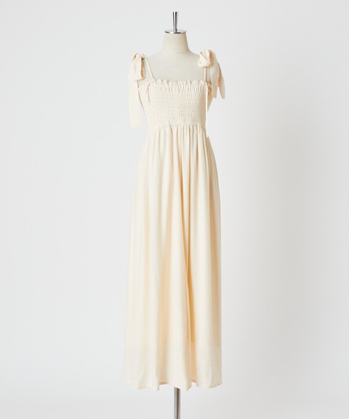 one after another NICE CLAUP（ワンアフターアナザーナイスクラップ）の「リボン取り外し可能/シャーリングキャミワンピース（ワンピース・レディース・ブラック/アイボリー/その他/ベージュ/ブラック系その他/ブラウン系その他/ピンク系その他・FREE）」の13枚目の写真