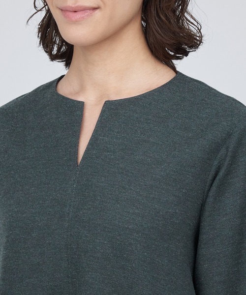 無印良品（ムジルシリョウヒン）の「起毛キーネック長袖ワンピース（ワンピース・レディース・ネイビー系/チャコールグレー・XXL/XS/S/M/L/XL）」の6枚目の写真