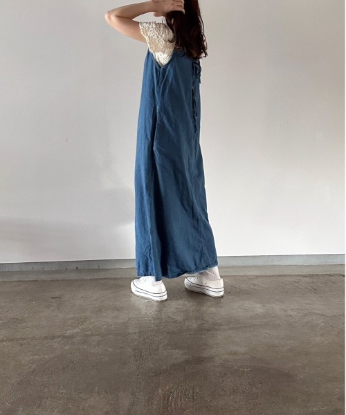 t a r o s u(タロス)の「back ribbon denim onepiece/バックリボンデニムワンピース(ワンピース・レディース・ブルー・FREE)」の4枚目の写真