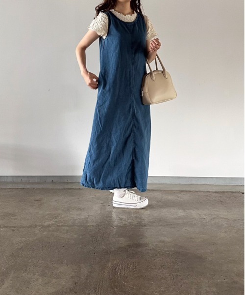 t a r o s u(タロス)の「back ribbon denim onepiece/バックリボンデニムワンピース(ワンピース・レディース・ブルー・FREE)」の6枚目の写真