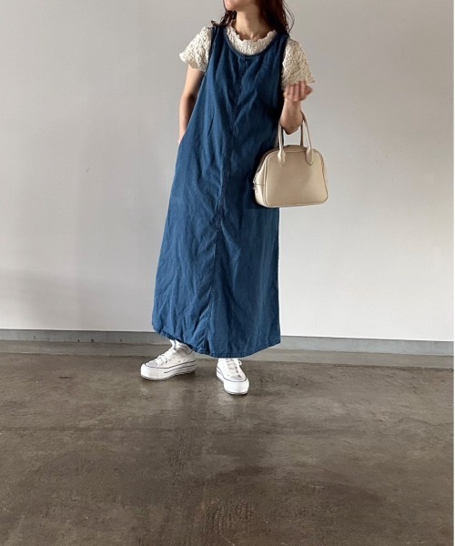 t a r o s u(タロス)の「back ribbon denim onepiece/バックリボンデニムワンピース(ワンピース・レディース・ブルー・FREE)」の7枚目の写真