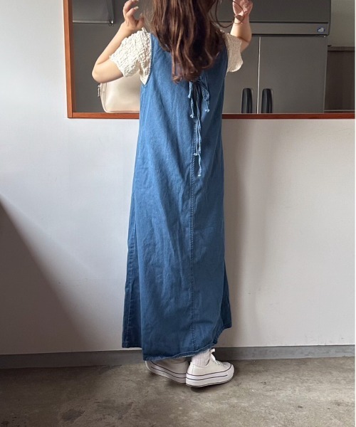 t a r o s u(タロス)の「back ribbon denim onepiece/バックリボンデニムワンピース(ワンピース・レディース・ブルー・FREE)」の11枚目の写真