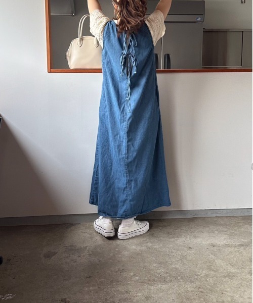 t a r o s u(タロス)の「back ribbon denim onepiece/バックリボンデニムワンピース(ワンピース・レディース・ブルー・FREE)」の12枚目の写真
