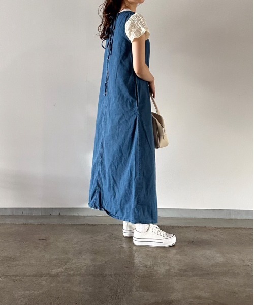 t a r o s u(タロス)の「back ribbon denim onepiece/バックリボンデニムワンピース(ワンピース・レディース・ブルー・FREE)」の13枚目の写真