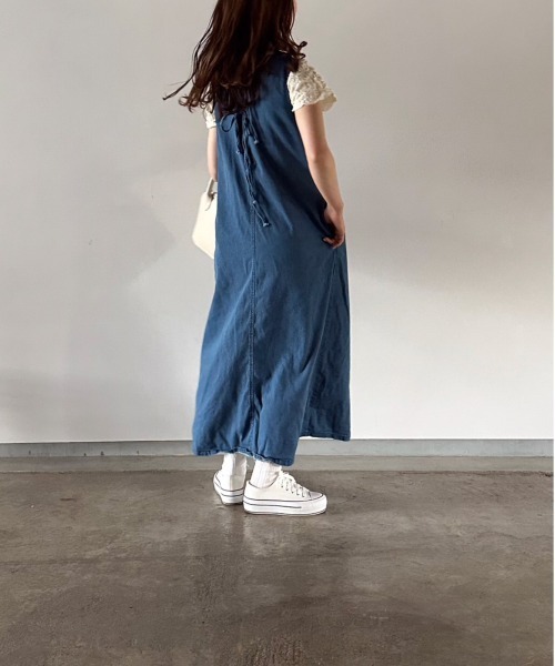 t a r o s u(タロス)の「back ribbon denim onepiece/バックリボンデニムワンピース(ワンピース・レディース・ブルー・FREE)」の16枚目の写真