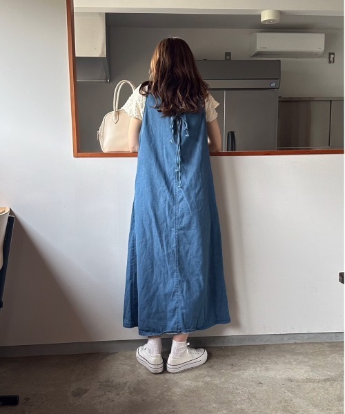 t a r o s u(タロス)の「back ribbon denim onepiece/バックリボンデニムワンピース(ワンピース・レディース・ブルー・FREE)」の18枚目の写真