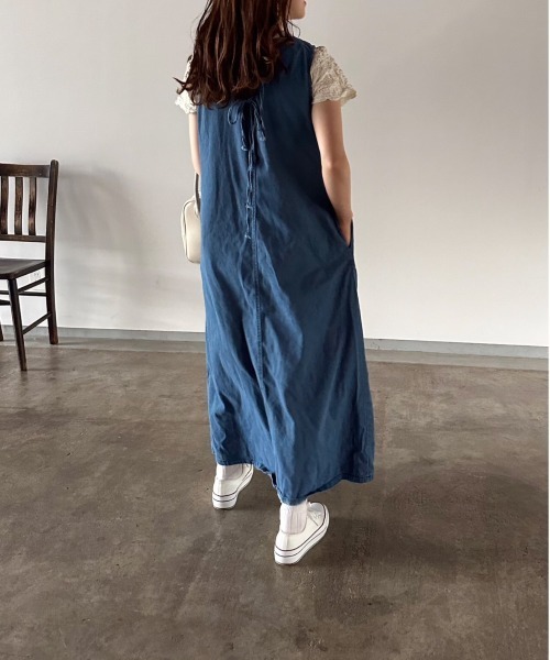 t a r o s u(タロス)の「back ribbon denim onepiece/バックリボンデニムワンピース(ワンピース・レディース・ブルー・FREE)」の21枚目の写真