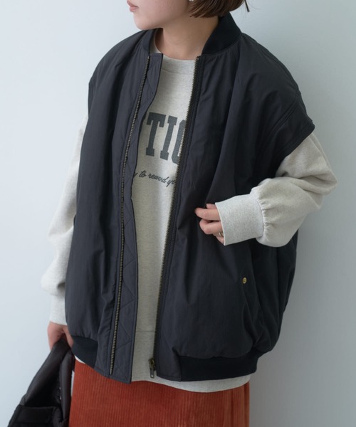 PUAL CE CIN(ピュアルセシン)の「MA-1ベスト(MA-1・レディース・ブラック/カーキ・FREE)」の10枚目の写真