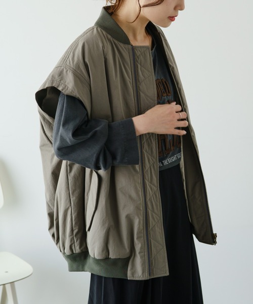 PUAL CE CIN(ピュアルセシン)の「MA-1ベスト(MA-1・レディース・ブラック/カーキ・FREE)」の6枚目の写真