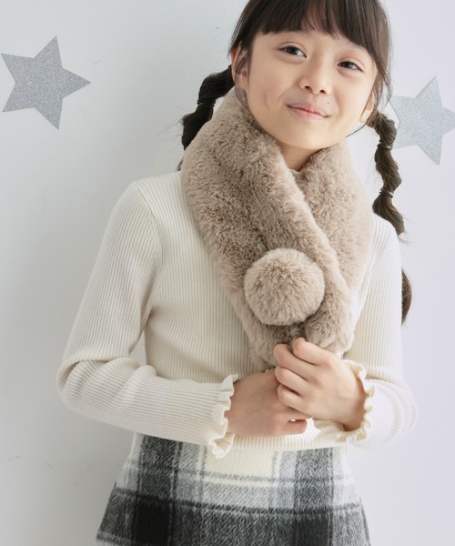 ROPE' PICNIC(ロペピクニック)の「【KIDS】リサイクルフェイクファーティペット/リンクコーデ(マフラー・キッズ・ベージュ系その他/キナリ/ピンク系その他2・FREE)」の14枚目の写真