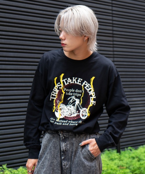 JEANS MATE(ジーンズメイト)の「ピグメントプリント ロンT ピグメント加工 ヴィンテージライクプリントロンT 90s 古着 ロックT バックプリント(Tシャツ/カットソー・メンズ・ダークブラック/グレー系その他/ブラック系その他/グレー/ブラック/チャコールグレー・MEDIUM/LARGE)」の2枚目の写真