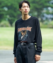 ピグメントプリント　ロンT　ピグメント加工 ヴィンテージライクプリントロンT 　90s 古着 ロックT　バックプリント