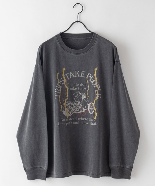 ピグメントプリント ロンT ピグメント加工 ヴィンテージライクプリント