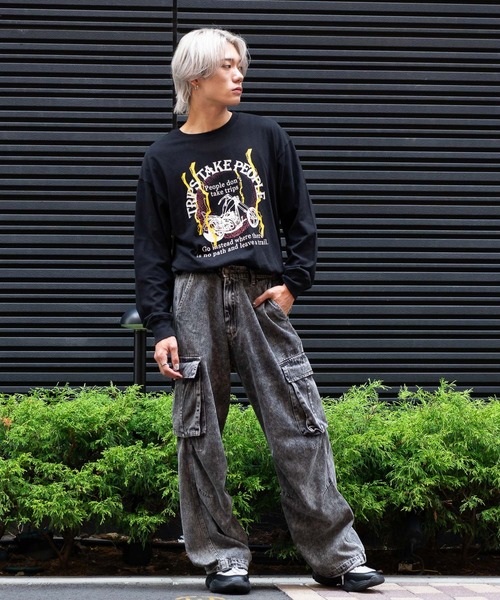 ピグメントプリント ロンT ピグメント加工 ヴィンテージライクプリント