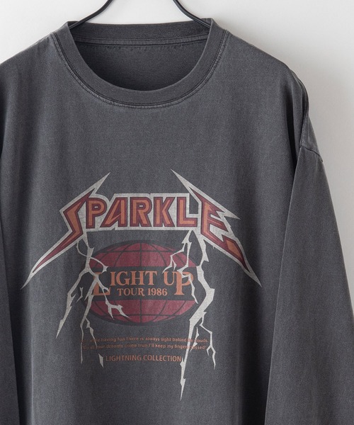 セール】ピグメントプリント ロンT ピグメント加工 ヴィンテージライク