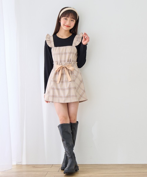 H431*AMACA アマカ☆チェック柄☆キュロット☆パンツ☆ベージュ☆40 ベルト付きチェック柄フレアキュロットパンツ｜allamanda