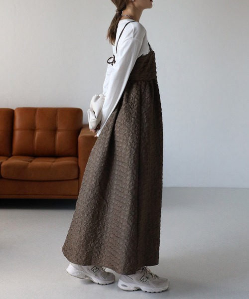 Bonjour Sagan（ボンジュールサガン）の「膨れジャガードバックシャンキャミワンピース（ワンピース・レディース・ブラウン/ライトベージュ/ブラック・FREE）」の10枚目の写真