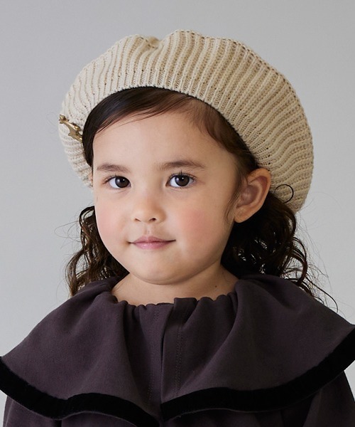 petit main（プティマイン）の「ニットベレー（ハンチング/ベレー帽・キッズ・ブルー/ライトピンク/ブラック/アイボリー・54cm/52cm/50cm）」の2枚目の写真