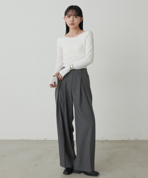 Aunt Marie's(アントマリーズ)の「カップ付きバックオープンヒートトップス / カップ取り外し可能(Tシャツ/カットソー・レディース・チャコールグレー/ブラック/ホワイト・FREE)」の11枚目の写真