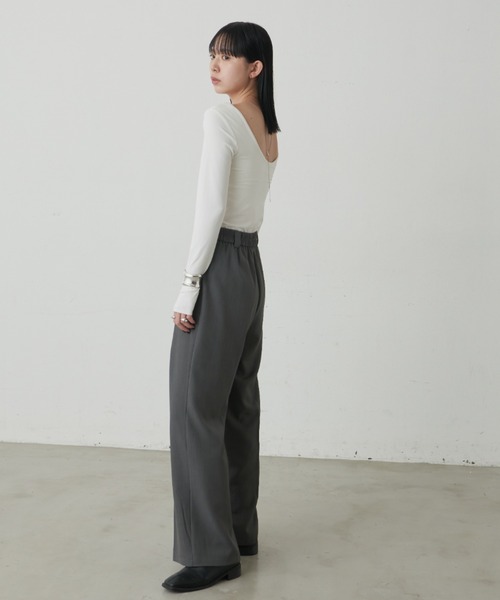 Aunt Marie's(アントマリーズ)の「カップ付きバックオープンヒートトップス / カップ取り外し可能(Tシャツ/カットソー・レディース・チャコールグレー/ブラック/ホワイト・FREE)」の12枚目の写真