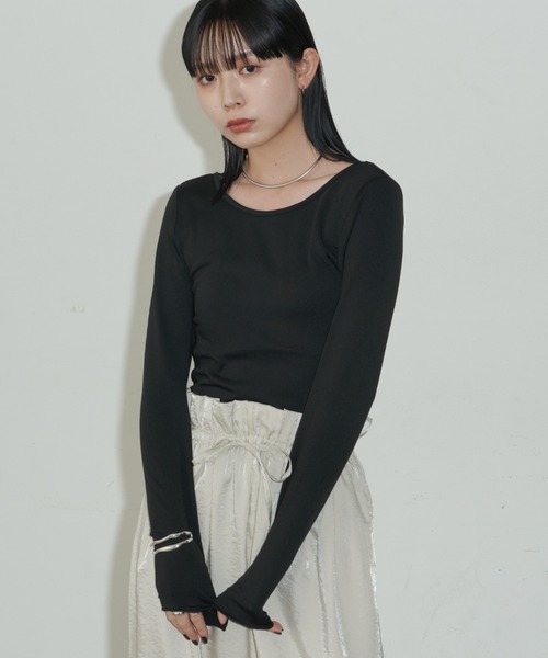 Aunt Marie's(アントマリーズ)の「カップ付きバックオープンヒートトップス / カップ取り外し可能(Tシャツ/カットソー・レディース・チャコールグレー/ブラック/ホワイト・FREE)」の18枚目の写真