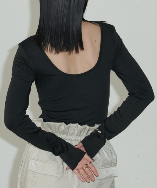 Aunt Marie's(アントマリーズ)の「カップ付きバックオープンヒートトップス / カップ取り外し可能(Tシャツ/カットソー・レディース・チャコールグレー/ブラック/ホワイト・FREE)」の16枚目の写真