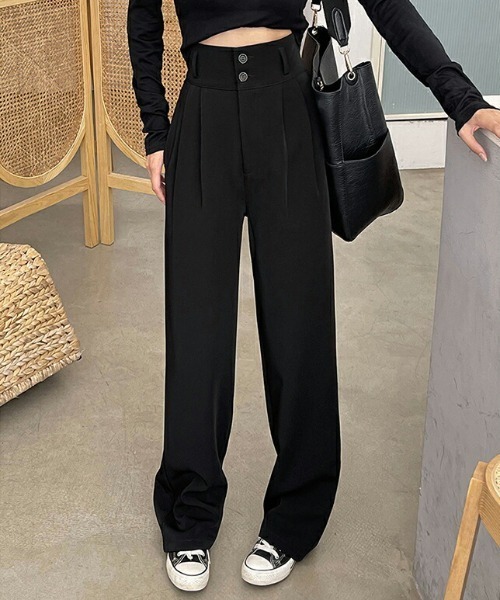 COCOMOMO（ココモモ）の「ハイウエストワイドスラックス（スラックス・レディース・ブラック/ブラウン/ダークグレー・S/M/L）」の13枚目の写真