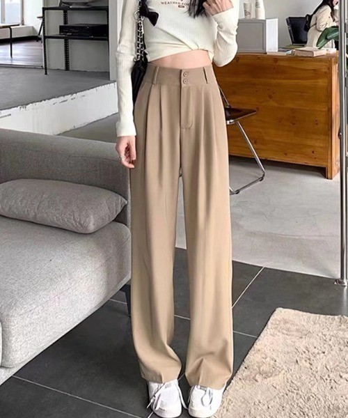 COCOMOMO（ココモモ）の「ハイウエストワイドスラックス（スラックス・レディース・ブラック/ブラウン/ダークグレー・S/M/L）」の18枚目の写真