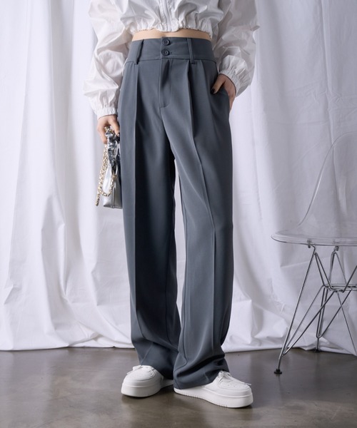 COCOMOMO（ココモモ）の「ハイウエストワイドスラックス（スラックス・レディース・ブラック/ブラウン/ダークグレー・S/M/L）」の19枚目の写真